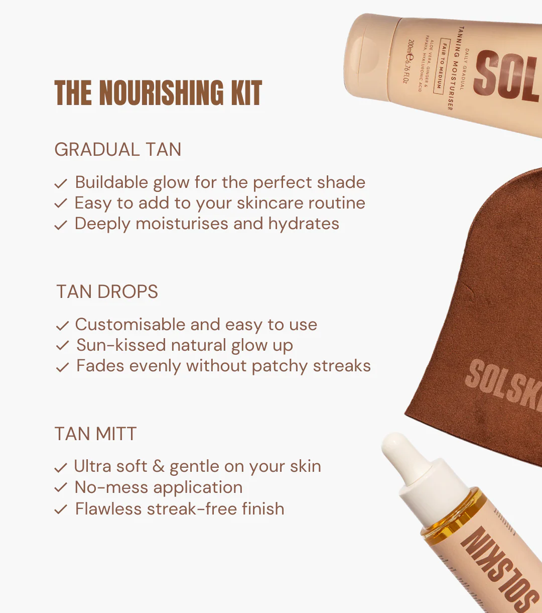Gradual Tanning Moisturiser, Tan Drops & Tanning Mitt - Image 3